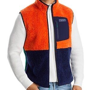 Men’s Vineyards Vine Nautical Orange Color Block Shepra Jacket Coat Vest - Large